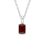 1.25 Carat (ctw) Garnet Octagon Pendant Necklace in Sterling Silver with Chain